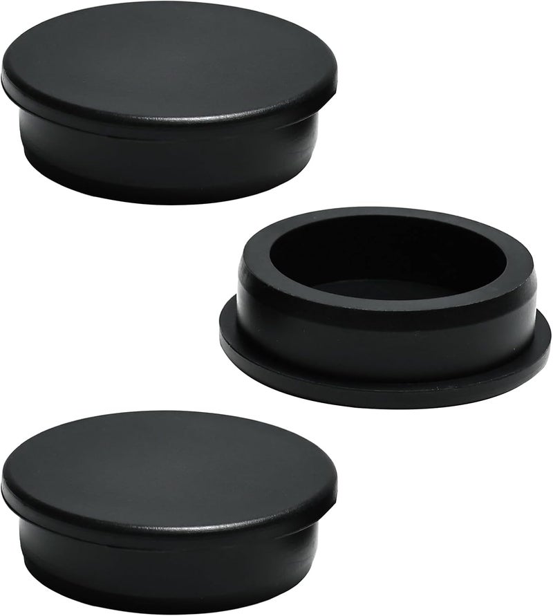 BOPOREAE 3 Pcs 51.3 mm/2 in Silicone Rubber Plug for 50.3-51.3mm Round Holes, Waterproof T Type Rubber Stoppers, Soft Flexible Snap-On Bottle Seal Plugs Tube Pipe End Covers Caps Inserts, Black - Image 1